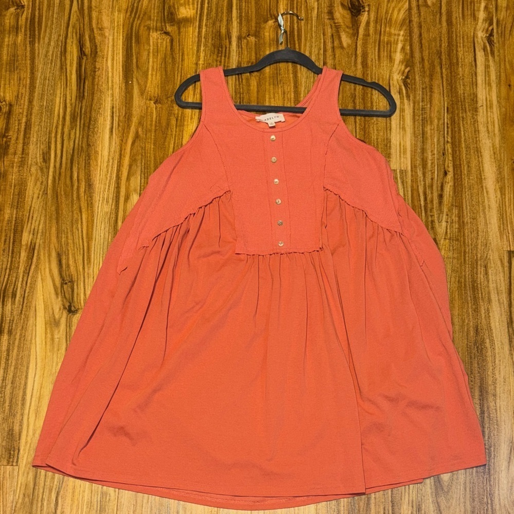 Madelyn womens tank dress medium 8 10 dusty pink waffle flowy knee mini cotton